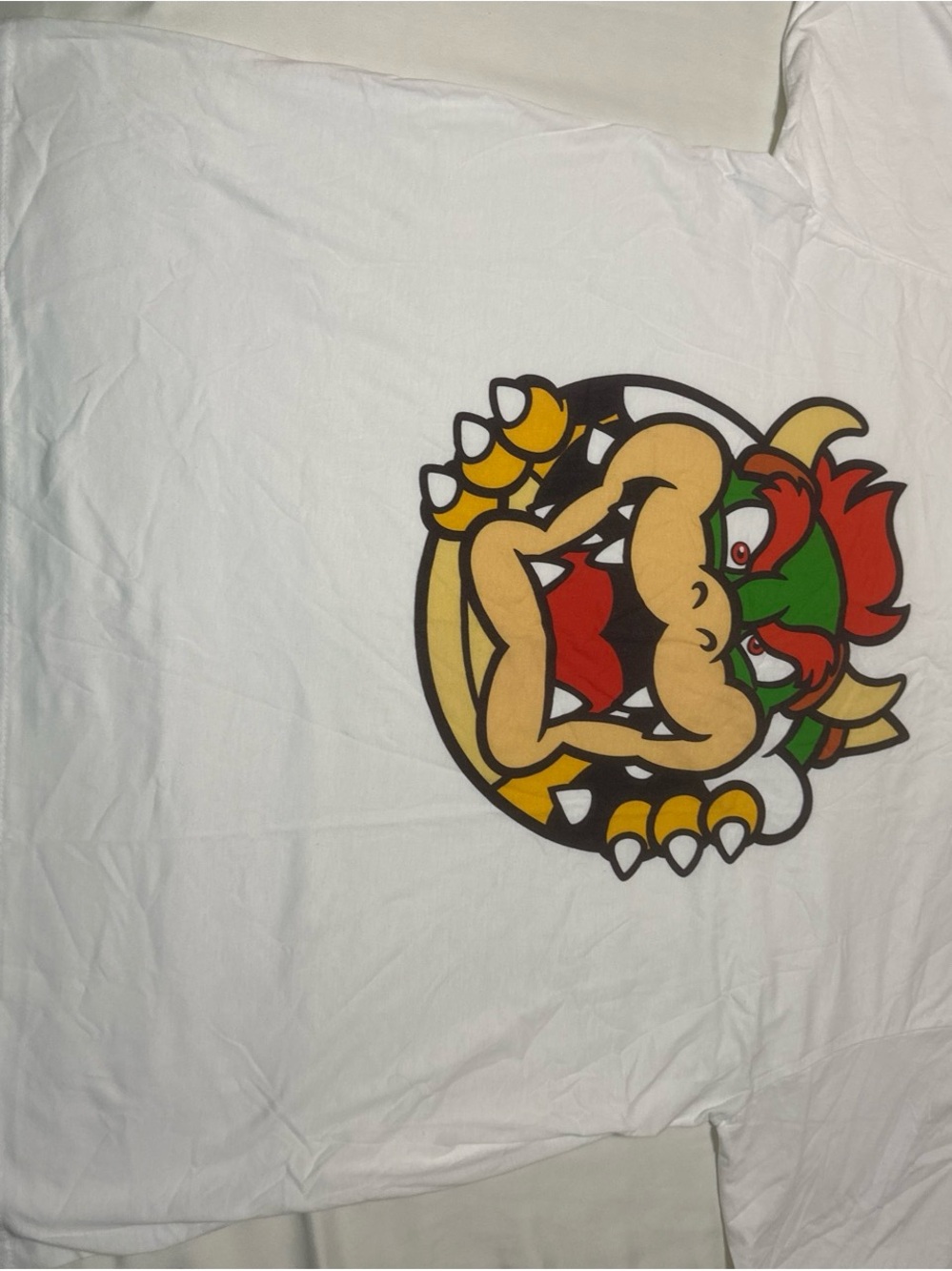 Port and Company White Short Sleeve Tee with Colorful Bowser Graphic